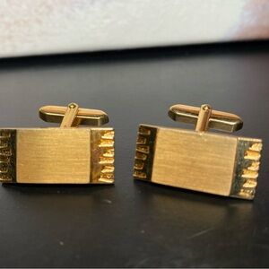 Vintage Brushed Gold Cuff Links Rectangular Design Germany 1980’